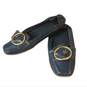 Coach Nellie Dark Blue Leather Flats Driving Shoe Loafers Size 7.5 B